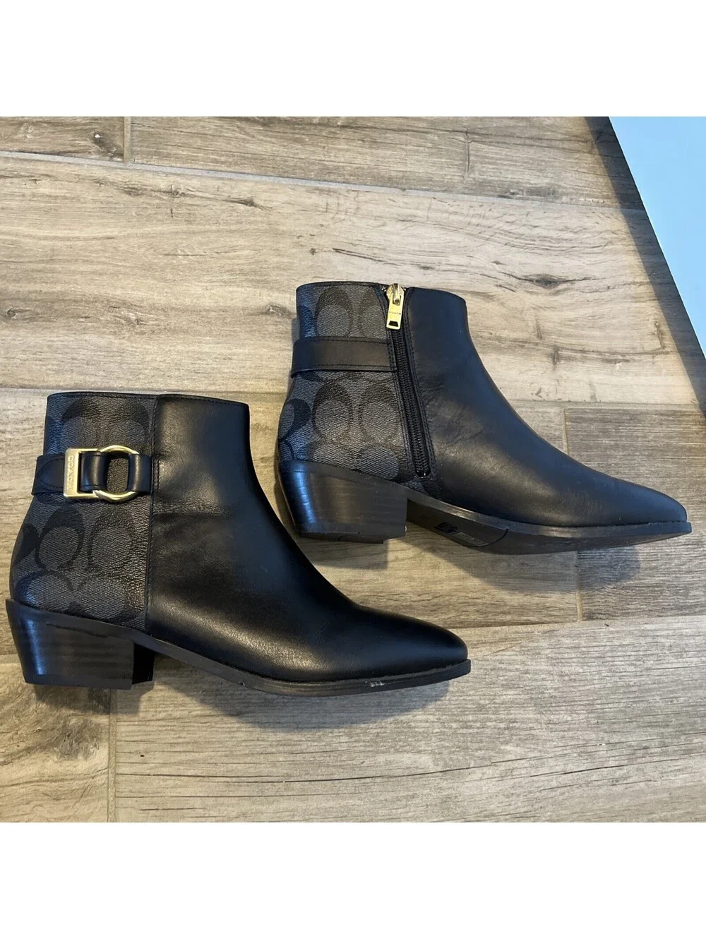 COACH LADIES MONOGRAM ANKLE BOOTIES SIZE US6.5B VGC